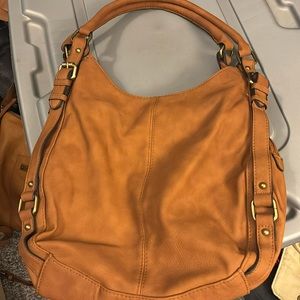 Large brown leather shoulder bag